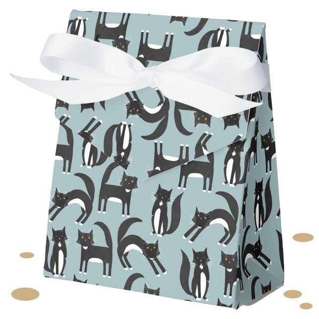 Ballotins Cute noir et blanc Motif de chat Tuxedo (Black and white tuxedo cat favor box)