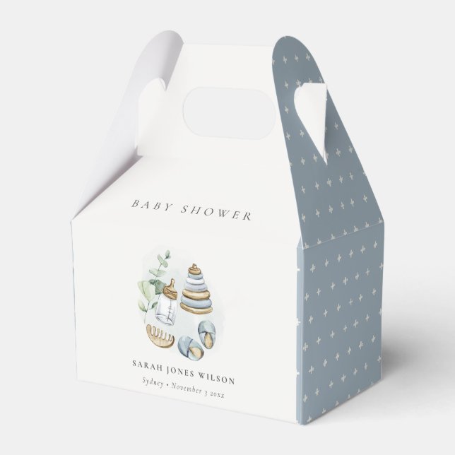 Ballotins Cute Nursery Essential Leafy Blue Boy Baby shower (Verso)
