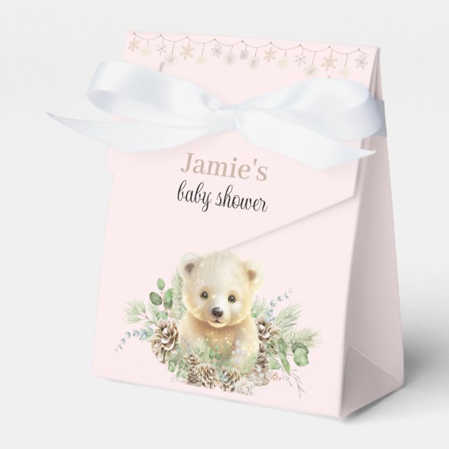 Ballotins Cute Ours Polaire Rose Baby shower d'hiver Balloti (Verso)