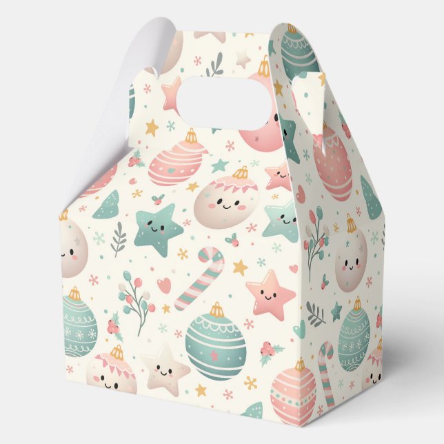 Ballotins Cute Pastel Christmas Pattern Ornaments and Stars (Recto)