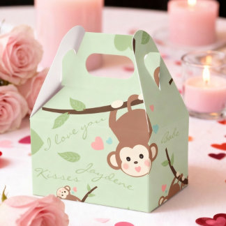 Ballotins Cute Pastel Monkey Valentine Favor Box