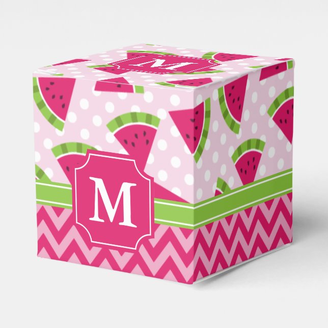 Ballotins Cute Pink Watermelon Pois Chevron Monogram (Verso)