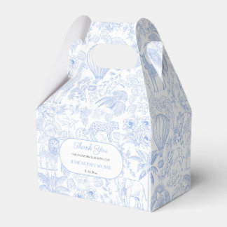 Ballotins Cute Safari Toile de Jouy Baby shower bleu Favoris