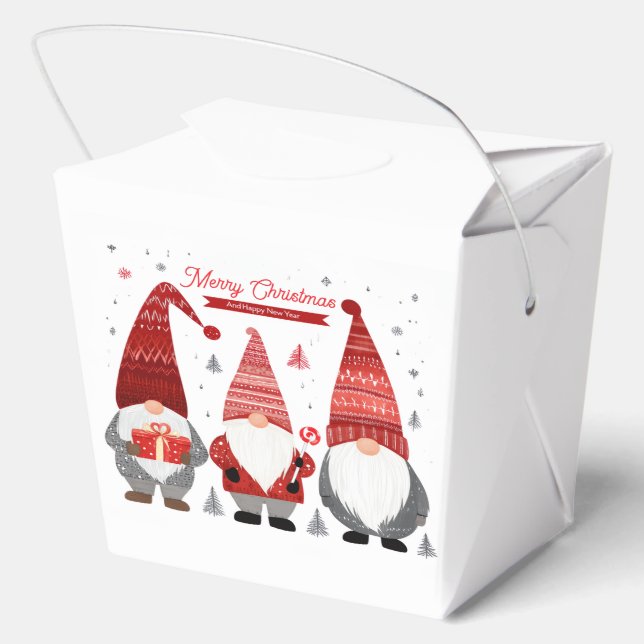 Ballotins Cute Scandinavian Christmas Gnomes Favor Box (Verso)