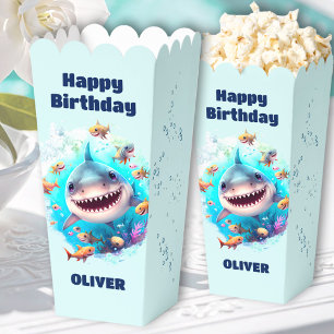 Ballotins Cute Shark 1er Anniversaire Nom Baby Boy Popcorn