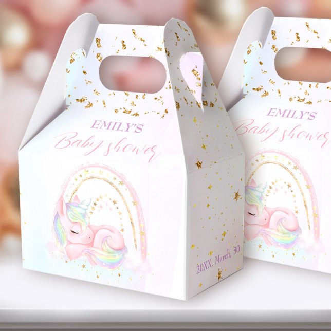 Ballotins Cute Unicorn Rainbow Baby shower Ballotin (You can choose from 3 sizes of these gable favor boxes simply by clicking on the STYLE dropbox.)