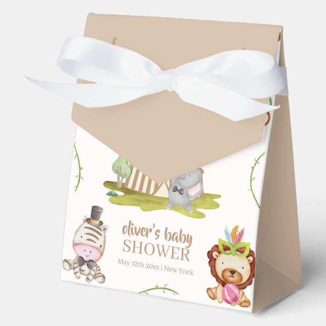 Ballotins Cute Woodland Safari Baby shower animal de cirque (Recto)