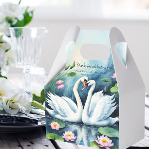 Ballotins Cygnes en amour Aquarelle Lotus Lake Mariage