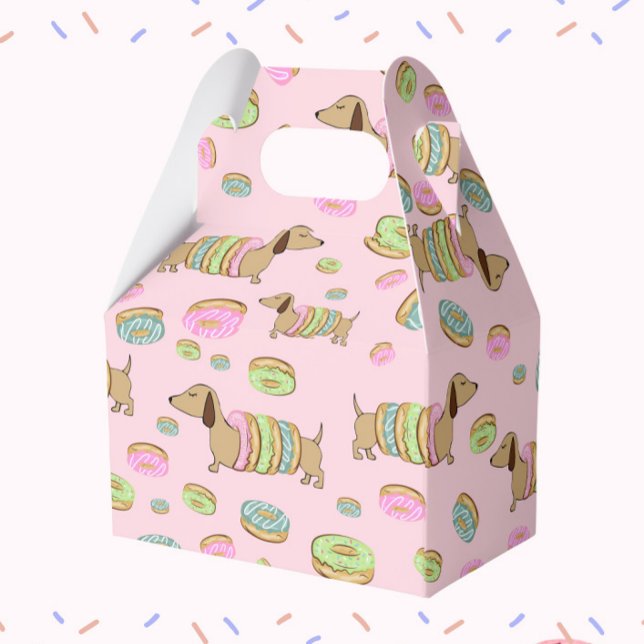Ballotins Dachshund et Donuts Ballotin cadeau pour les parti (Dachshunds and donuts gift box or wiener dog and donuts party favor)