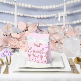 Ballotins Dachshund & Peonies Floral Mariage rose