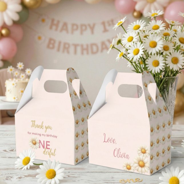 Ballotins Daisy 1st Birthday  Isn't She ONEderful Pink Favor (Daisy 1st Birthday Isn't She ONEderful Pink Favor Boxes)