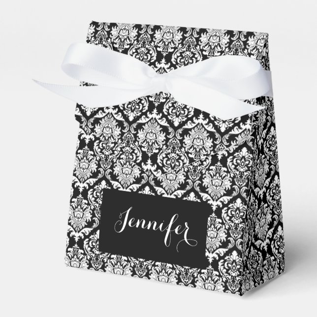 Ballotins Damas Florales Noires Et Blanches Monogrammes (Verso)