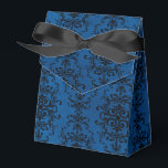 Ballotins Damas gothique noir et bleu<br><div class="desc">Modèle vintage noir damassé rustique sur une boîte cadeau en texture bleue en détresse idéal pour mariages gothiques ou halloween!</div>