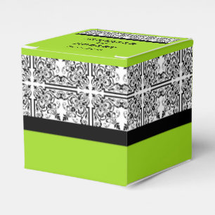 Ballotins Damask Delight in Lime Green Wedding Favor Box