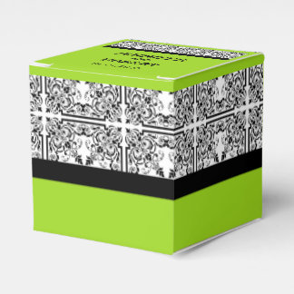 Ballotins Damask Delight in Lime Green Wedding Favor Box