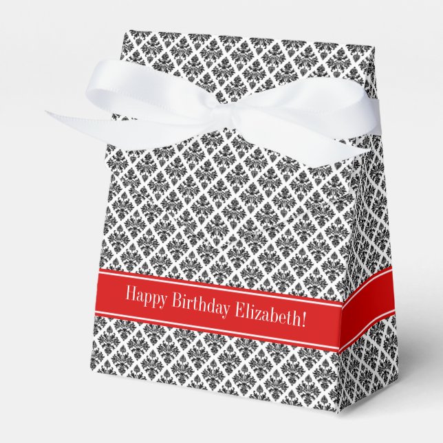 Ballotins Damask noir Blanc #3 Red Name Monogram (Verso)