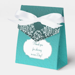 Ballotins Damask Turquoise Wedding Favor Box
