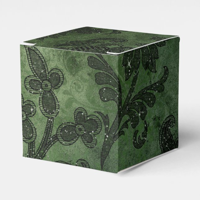 Ballotins Damassé vintage vert et noir (Verso)