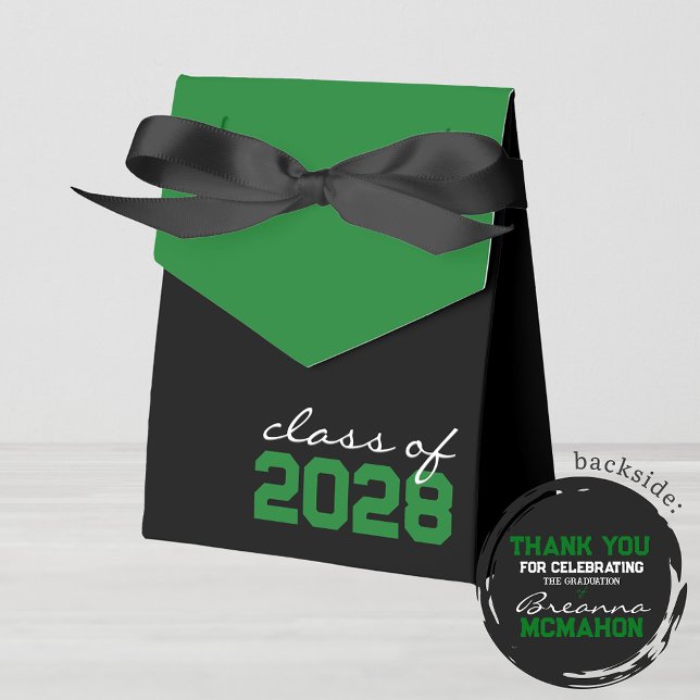 Ballotins de la Graduation Noir & Vert (Green and Black Graduation Class of Any Year Favor Gift Boxes)