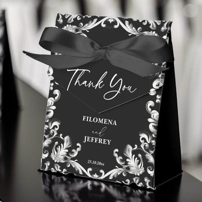 Ballotins Décor noir et blanc mariage élégant (Black and white decor elegant wedding favor box wedding favors personalized favor box classical )