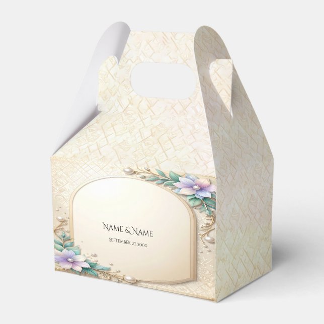 Ballotins Decorative Floral Frame with Pearls Favor Box (Verso)