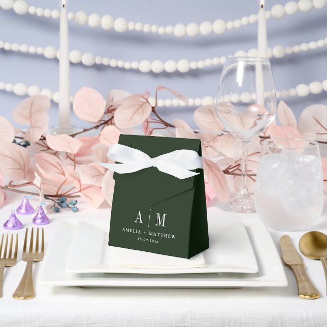 Ballotins Deep Forest Green & White Elegant Mariage de luxe (Deep Forest Green & White Elegant Luxury Wedding Favor Boxes)