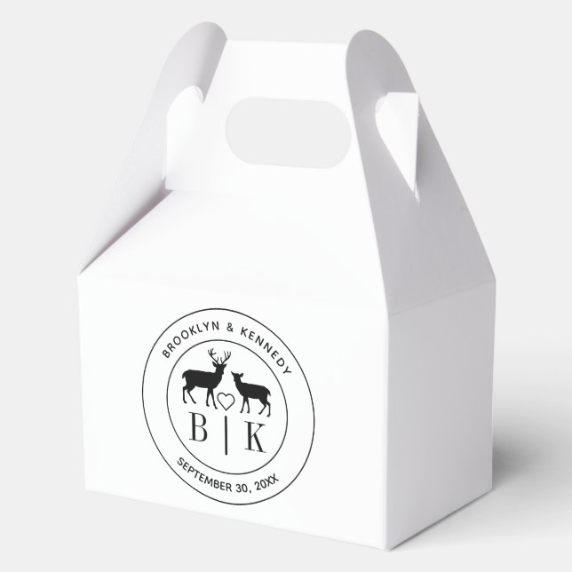 Ballotins Deer Monogram Mariage campagnard rustique Nom du c (Recto)