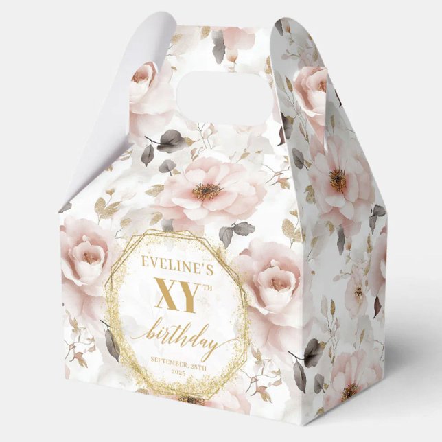 Ballotins Délicieuse aquarelle rose bouho poussiéreuse 80 an (Delightful dusty pink boho watercolor 80 birthday favor boxes)