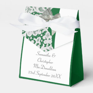 Ballotins Dentelle damassé vert clair et blanc mariage