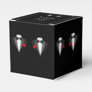 Ballotins Deux Tuxedos avec Red Rose Gay Wedding Favor Box