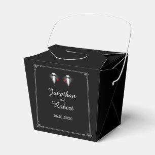 Ballotins Deux Tuxedos avec Red Rose Gay Wedding Favor Box