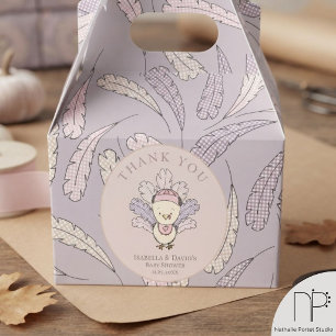 Ballotins Dinde rose et plumes Chute Baby shower fille