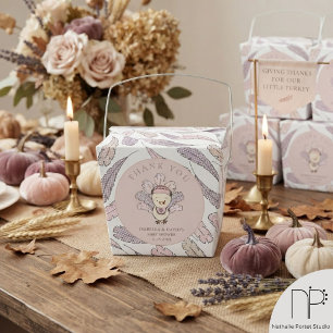 Ballotins Dinde rose et plumes Chute Baby shower fille