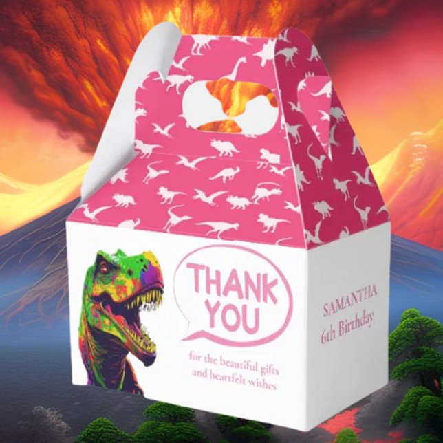 Ballotins Dino Joyeuse Ballotin fille rose (Bring your dream party to life with our selection of quality Dinosaur themed party supplies )