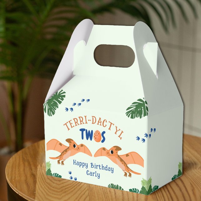 Ballotins Dinosaur 2e anniversaire Funny Green Pterodactyle (Dinosaur 2nd Birthday Funny Green Pterodactyl Favor Boxes
)