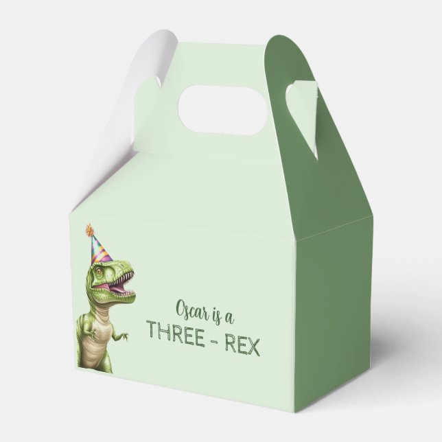 Ballotins Dinosaure Trois Rex fête d'anniversaire | Green (Verso)