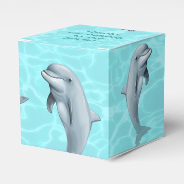 Ballotins Dolphin Party Favoriser Box Vert de mer avec texte (Verso)