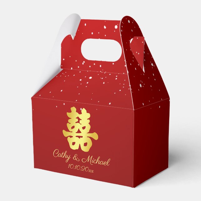 Ballotins Double bonheur flocon de neige de mariage chinois  (Verso)