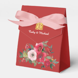 Ballotins Double bonheur floral moderne aquarelle rose rouge