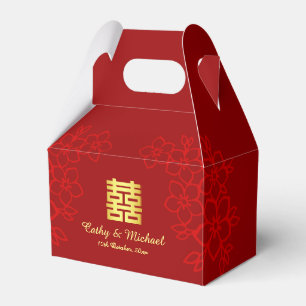 Ballotins Double bonheur fond floral mariage chinois