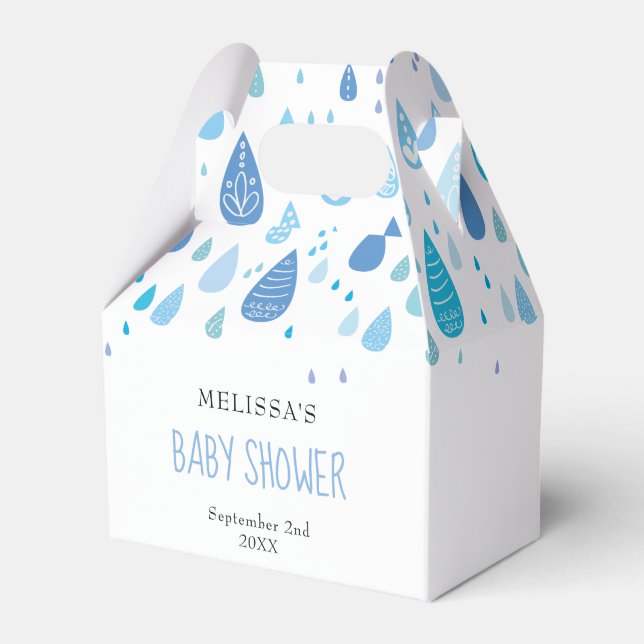 Ballotins Douce Baby Shower aux gouttes de pluie bleues (Verso)