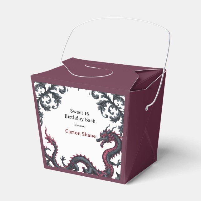 Ballotins Dragon noir fantaisiste en damas rouge pour une fê (Verso)