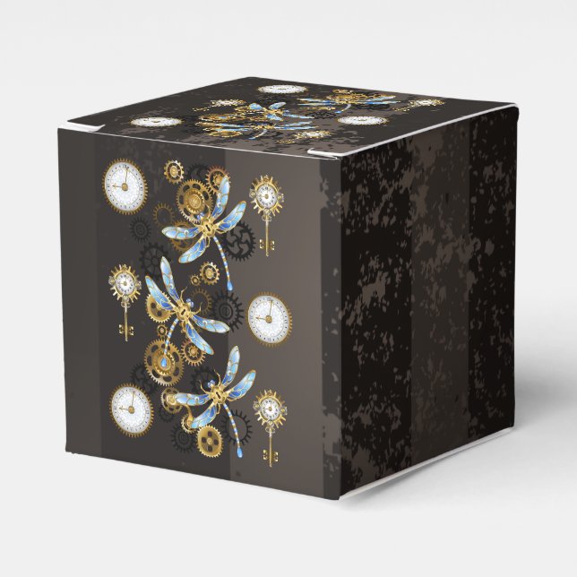 Ballotins Dragonflies de Steampunk sur arrière - plan rayé b (Verso)