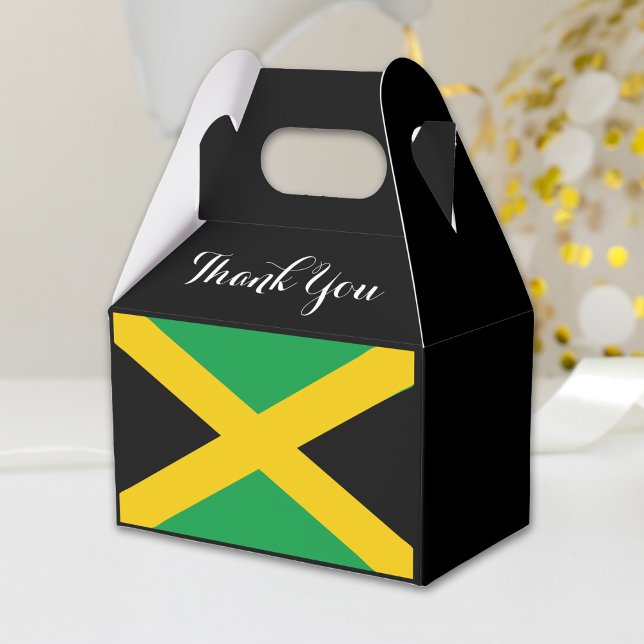 Ballotins Drapeau jamaïcain Jamaïque Merci (Jamaica Jamaican flag black thank you favor box)