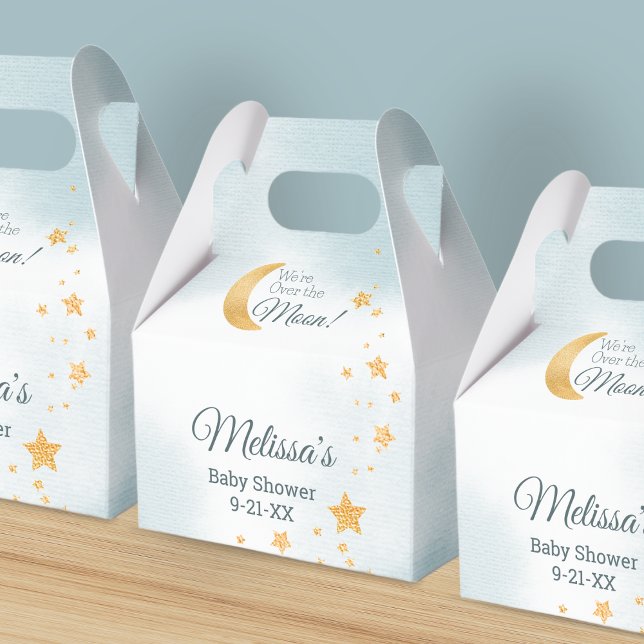 Ballotins Dreamy Blue Nous sommes au-dessus du Baby shower d (Dreamy Blue We're Over the Moon Boy Baby Shower Favor Boxes)