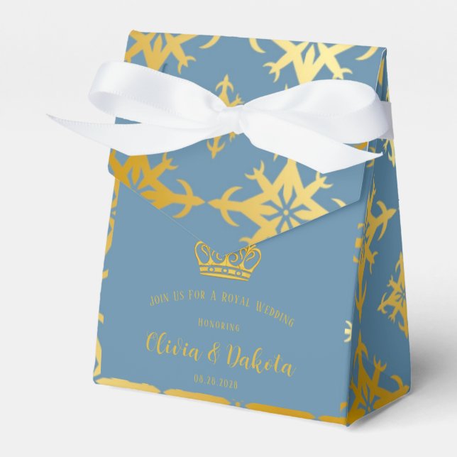 Ballotins Dusty Blue et Gold Mariage royal de la Couronne (Verso)