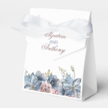 Dusty Blue et Mauve Floral Aquarelle Mariage Fav