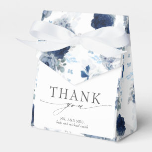 Ballotins Dusty Blue et Navy Blue Floral Wedding Favor Box