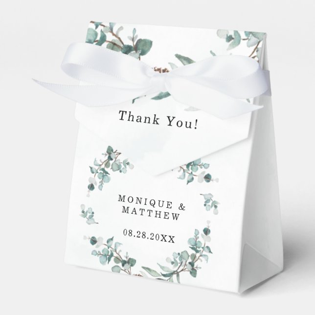 Ballotins Dusty Blue Eucalyptus Vert Mariage rustique (Verso)