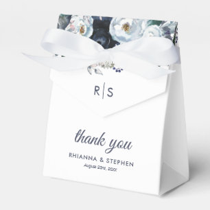 Ballotins Dusty Blue Floral Wedding Favor Box